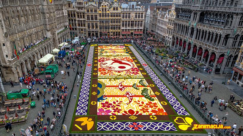 Neobičan tepih od 600 hiljada boja u Briselu