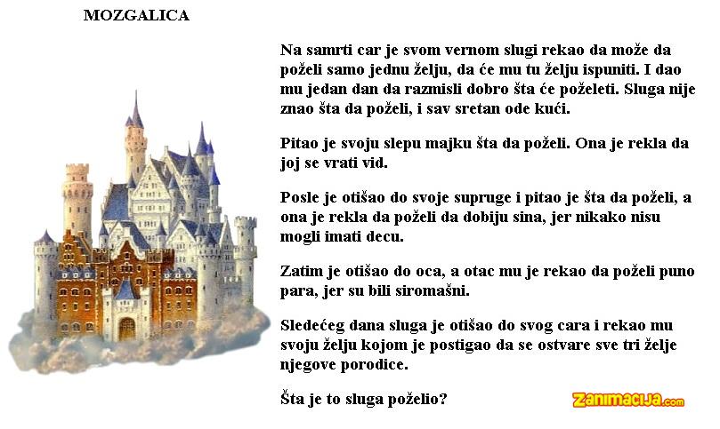 Mozgalica: Otkrijte šta je to sluga poželeo?