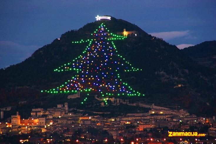 Ogromno Božićno drvce na planini Ingino